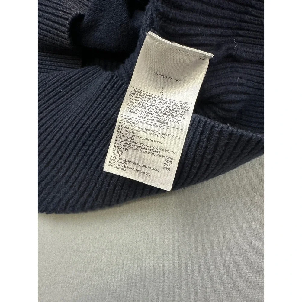 Banana Republic Mens Navy Blue Ribbed Full Zip Mock Neck Cardigan Sweater Large